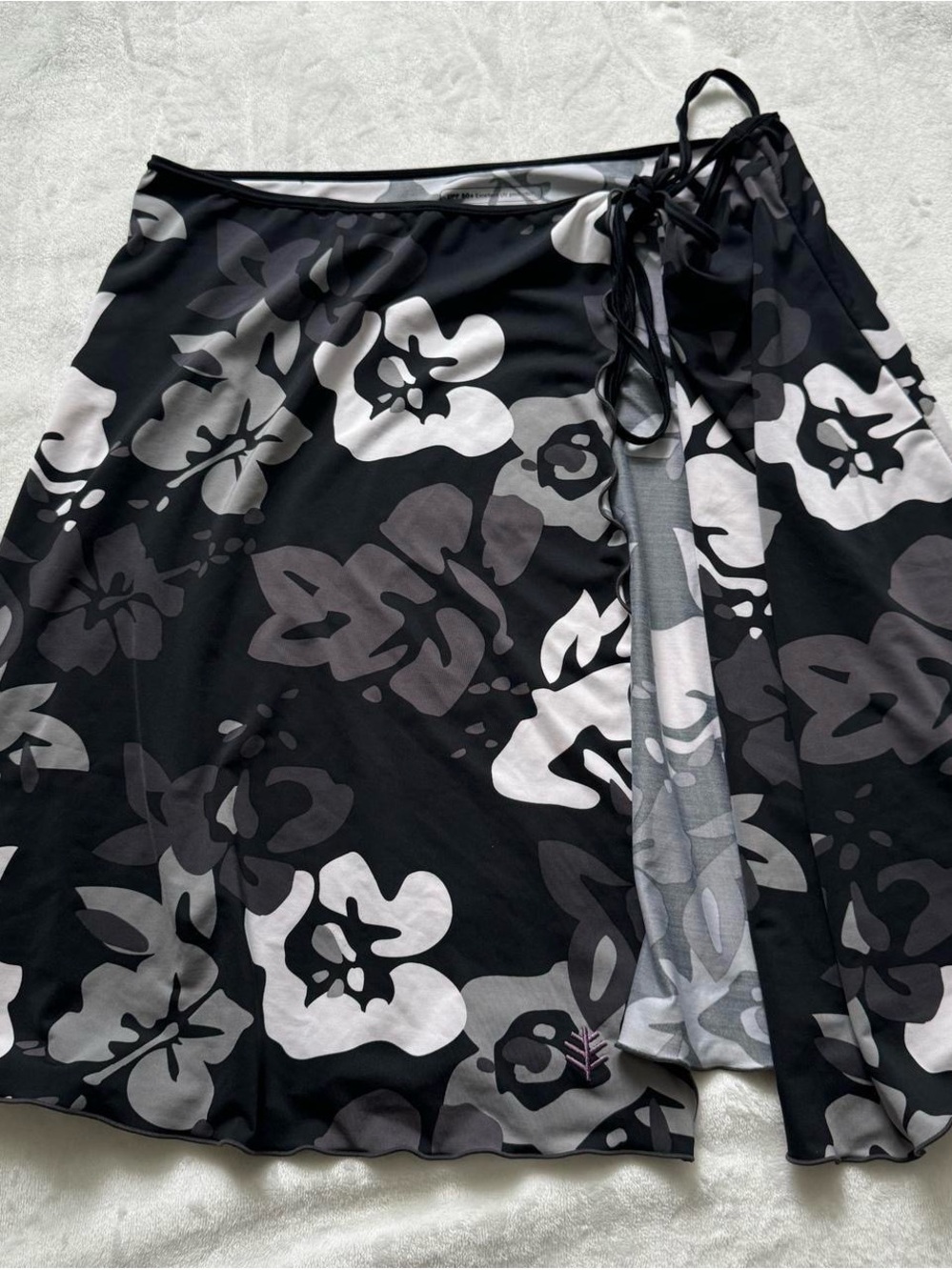 Black & Gray Floral Wrap Skirt